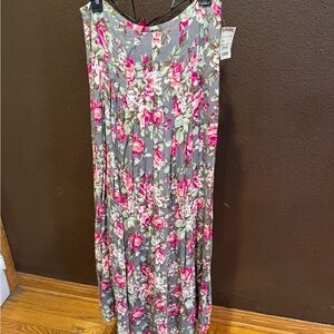 Floral Gray and Pink Pleated Skirt